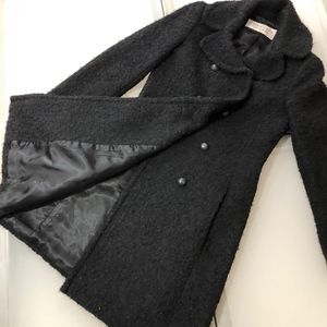 Trina Turk Boucle Mohair Wool Black Coat